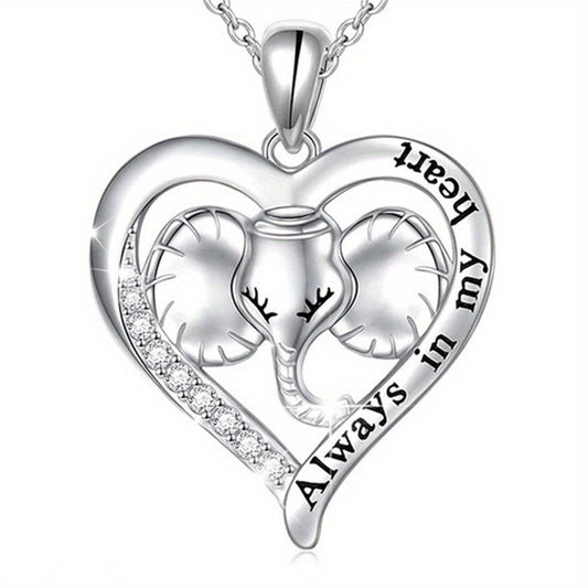 Girl's Elephant Pendant Necklace Heart Shaped Animal Necklace