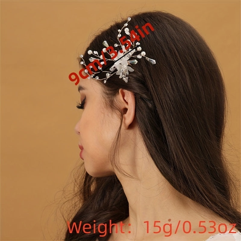 Faux Pearl Flower Head Piece Rhinestone Hairpin Wedding Hair Accessories