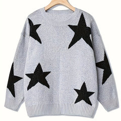 Casual Star Pattern Long Sleeve Pullover Jumper