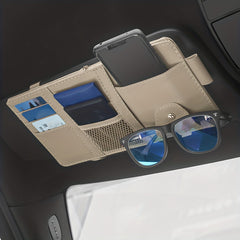 Car Sun Visor Glasses Holder Card Package Leather Storage Bag