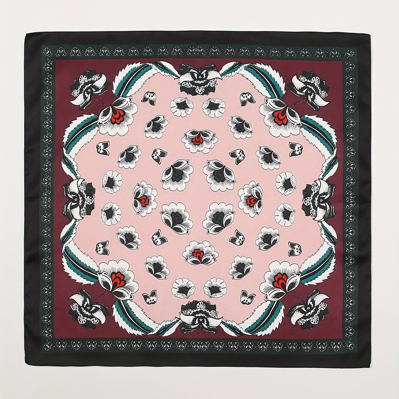 Boho Flower Print Square Scarf Vintage Bandana Women Casual Head Wrap
