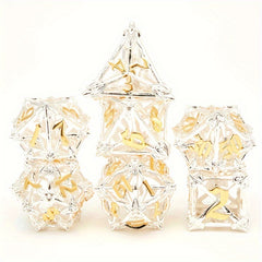 7pcs Hollow Metal Vintage Dice Set for RPG Halloween Party Desktop Game