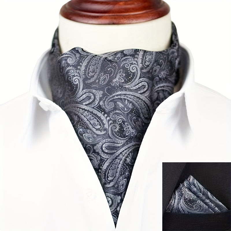 Men's Neckerchief Handkerchief Set Paisley Jacquard Necke...