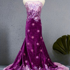 French Velvet Lace Fabric With Sequins High African Velvet Lace Fabric