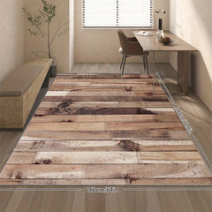 Wooden Print Area Rug Light Style Floor Mat Washable Home Decor Soft Non-slip