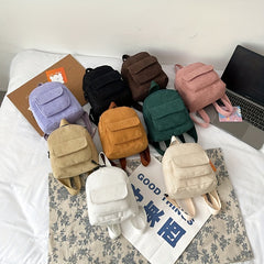Girls Corduroy Travel Backpack Casual School Bag