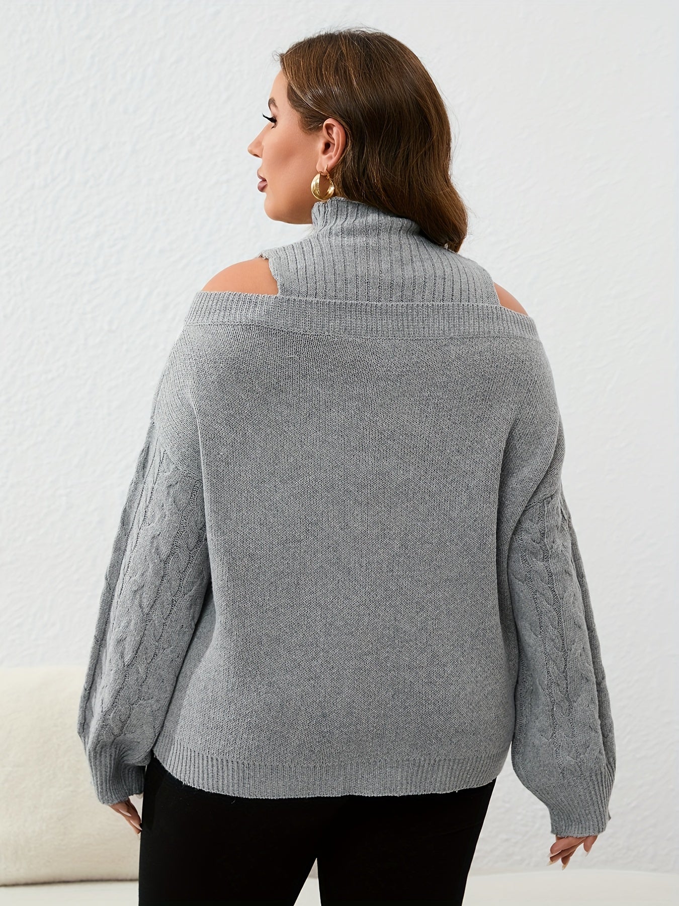 Geo Print Cold Shoulder Knit Top