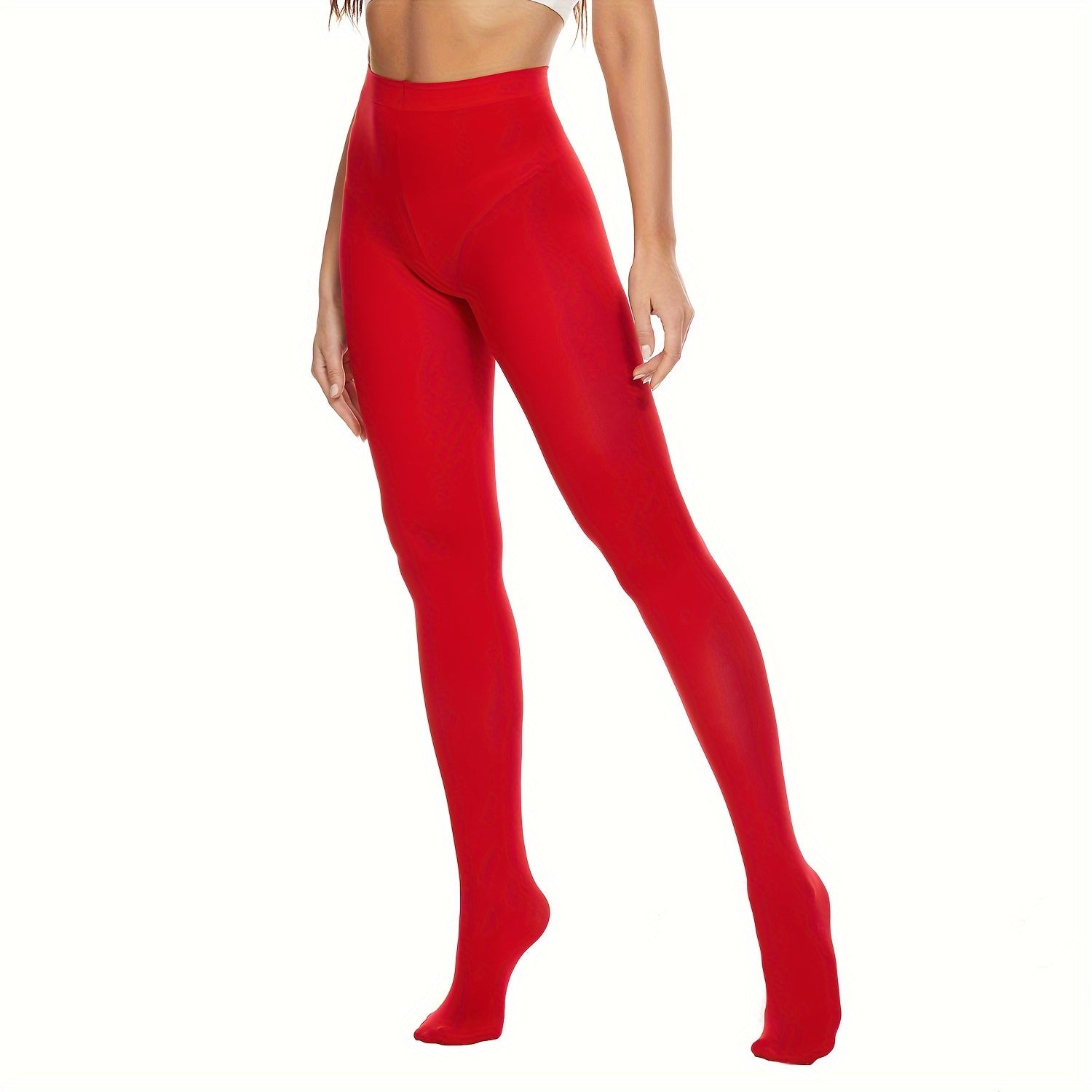 Opaque High Waist Slim Footed Pantyhose Women's Stockings