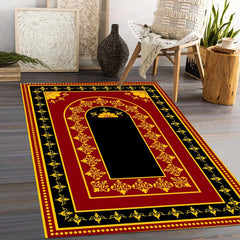 Large Vintage Floral Prayer Rug Non Slip, Machine Washable Cashmere Floor Mat