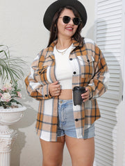 Plaid Print Button Up Long Sleeve Blouse