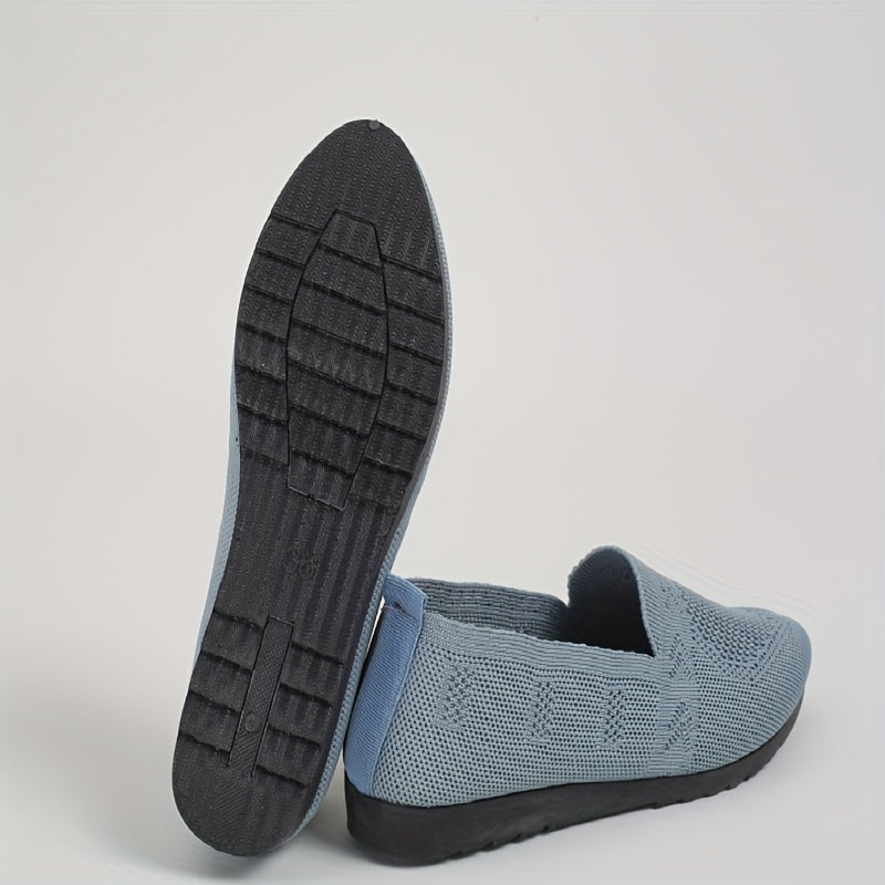 Women's Breathable Knit Flat Shoes Lightweight Slip On Shoes