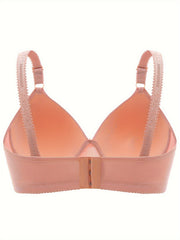 Plus Size Bra Women's Plus Floral Appliques Wireless Everyday Bra