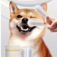 50pcs Dog Teeth Cleaning Finger Cover Wipes Oral Cleaning Deodorant