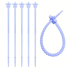 Set of 5 Star-Shaped Silicone Zip Ties for Charging Cords