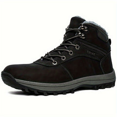 Men's Plush Lined Ankle Boots Warm Lace Up Durable Shoes Non-Slip