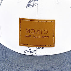 Men's Hip hop PU Leather Label Flat Brim Baseball Cap