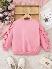 Flamingo Embroidered Girls' Comfy Sweatshirt Pullover