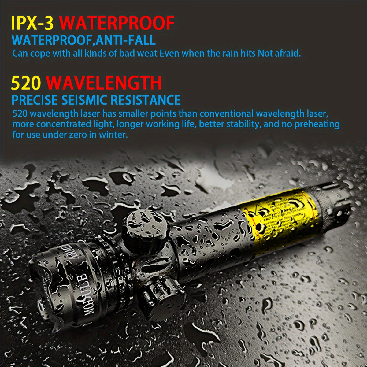 Green Laser Flashlight w/ Pressure Switch 18650 USB Charger Storage Box