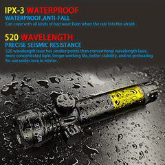 Green Laser Flashlight w/ Pressure Switch 18650 USB Charger Storage Box