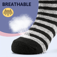 Kids Non Slip Striped Crew Socks, 5 Pairs
