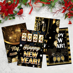 8pcs New Year's Party Wine Bottle Stickers Adhesive Decoration