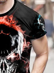 Skull 3D Pattern Print Men's Short Sleeve T-shirt Graphic Tee