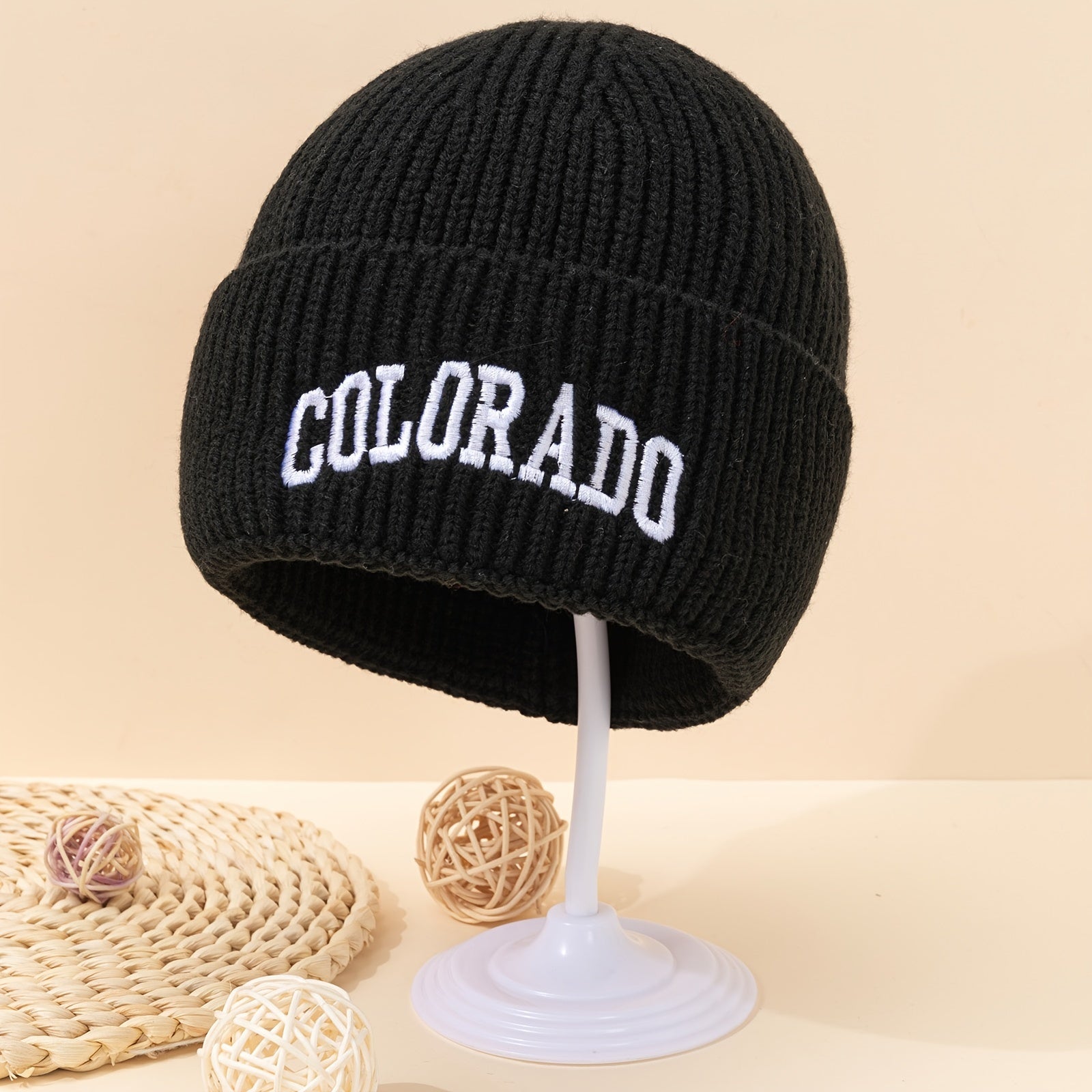 Colorado Embroidered Knitted Hat - Multiple Solid Colors