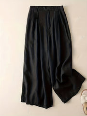 Vintage Solid Wide Leg Pants Elastic Waist