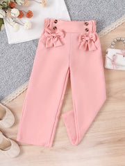 Girls' Bow Front Straight Leg Pants Summer Clothes