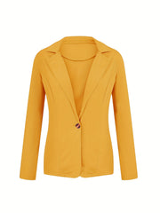 Solid Lapel Button Blazer Jacket Casual Loose Outerwear