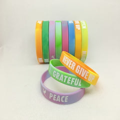 5Pcs Never Give Up Motivational Silicone Bracelet Fitness Wristband