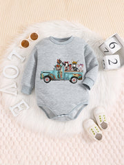 Baby Boy Cartoon Onesie Newborn Long Sleeve Romper