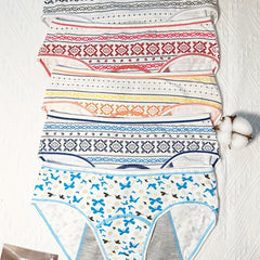 5pcs Butterfly & Geometric Print Period Panties Women's Lingerie & Underwear