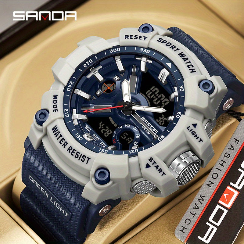 SANDA Waterproof Mens Watch Boys Watch Multifunctional Glow Diving Watch