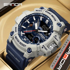 SANDA Waterproof Mens Watch Boys Watch Multifunctional Glow Diving Watch