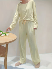 Polka Dot Lounge Set Long Sleeve Top & Pants Women's Loungewear