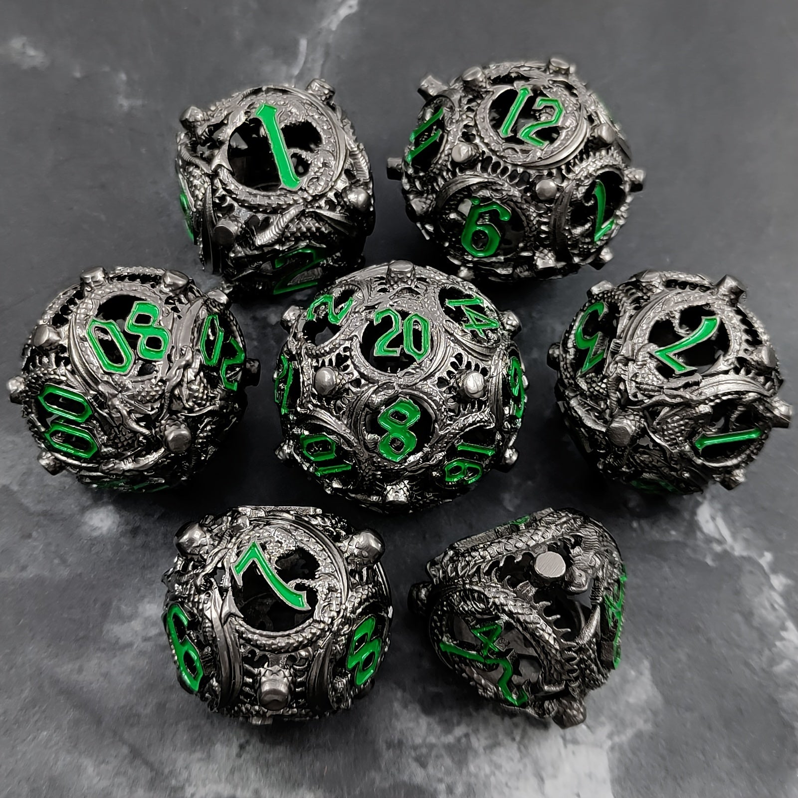 Metal Polyhedral Hollow Dice Set - Large Role Playing Dice