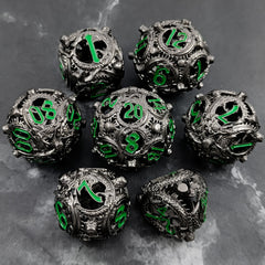 Metal Polyhedral Hollow Dice Set - Large Role Playing Dice