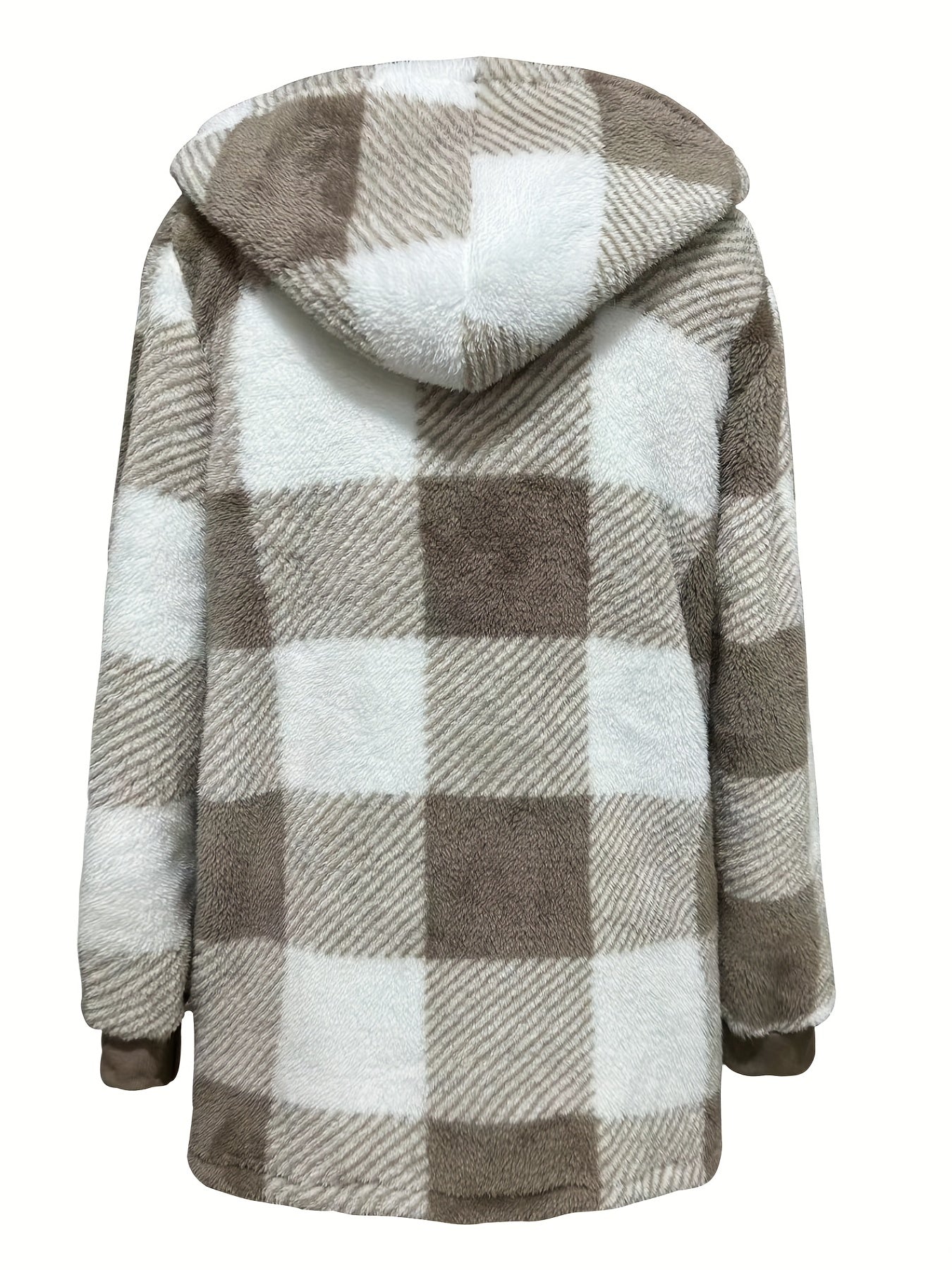 Plaid Print Hooded Jacket Zip Up Outerwear