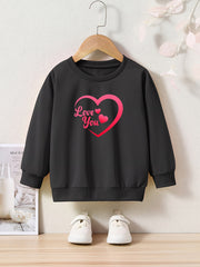 OERYUI Heart Graphic LOVE YOU Print Sweatshirt Long Sleeve Pullover