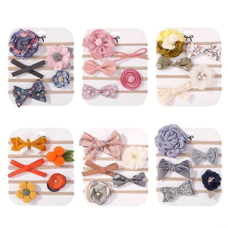 5-Piece Baby Girls Bowknot Headbands, Sweet Hair Accessories
