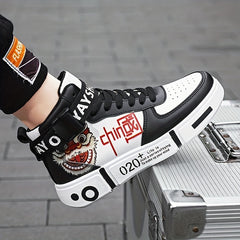 Men's Graphic Print High Top Skate Shoes Wear resistant Non Slip Sneakers