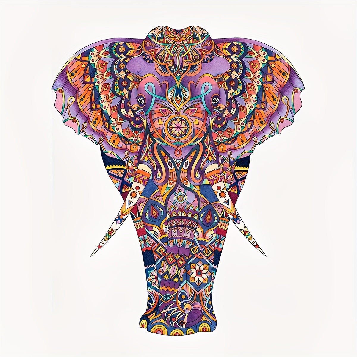 Elephant Wooden Jigsaw Puzzles For Adults Colorful Unique Shape Animal Puzzle