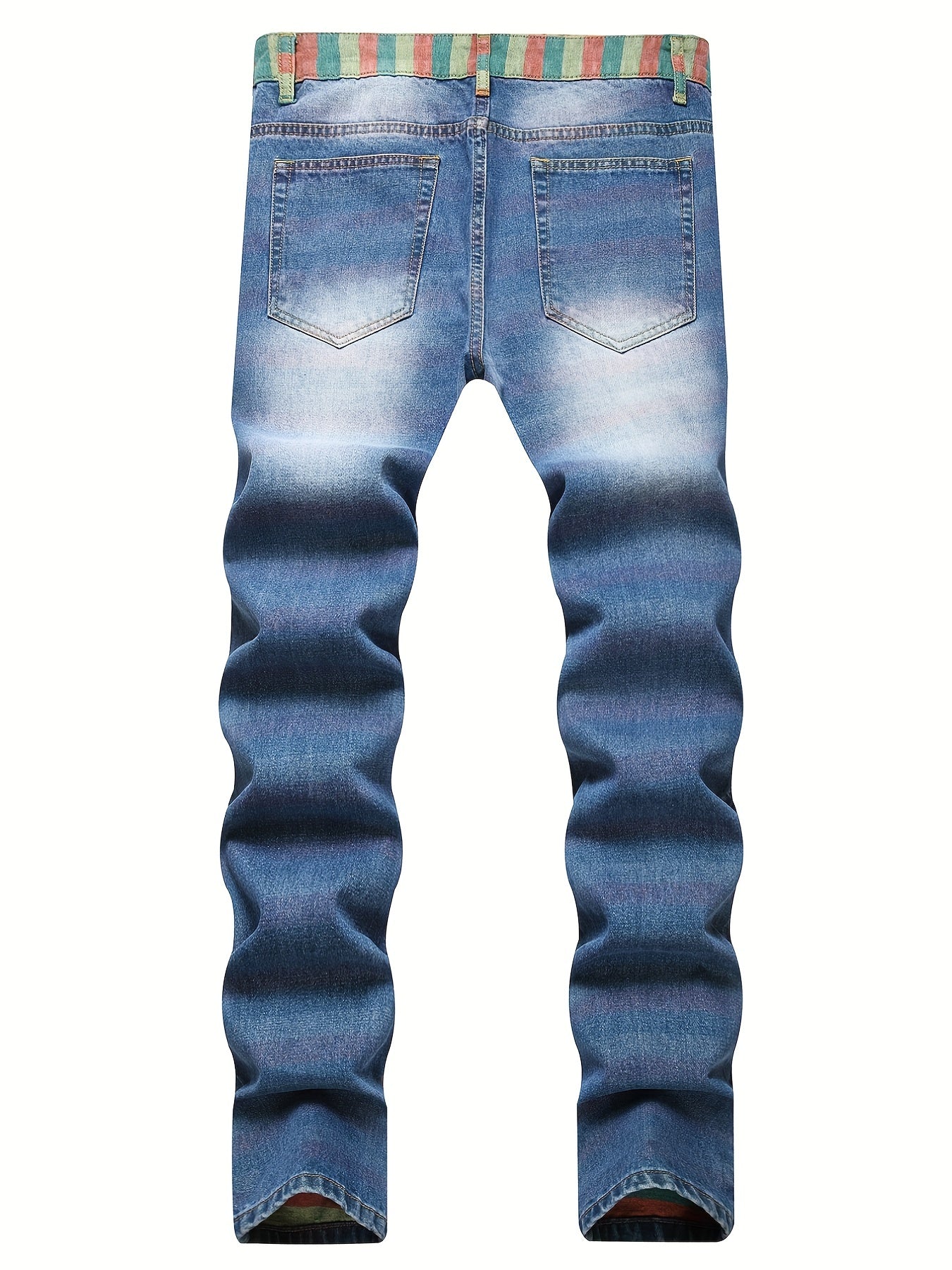 Slim Fit Ripped Jeans Men's Casual Distressed Denim Pants