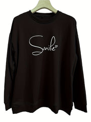Letter Print Pullover Sweatshirt for Women