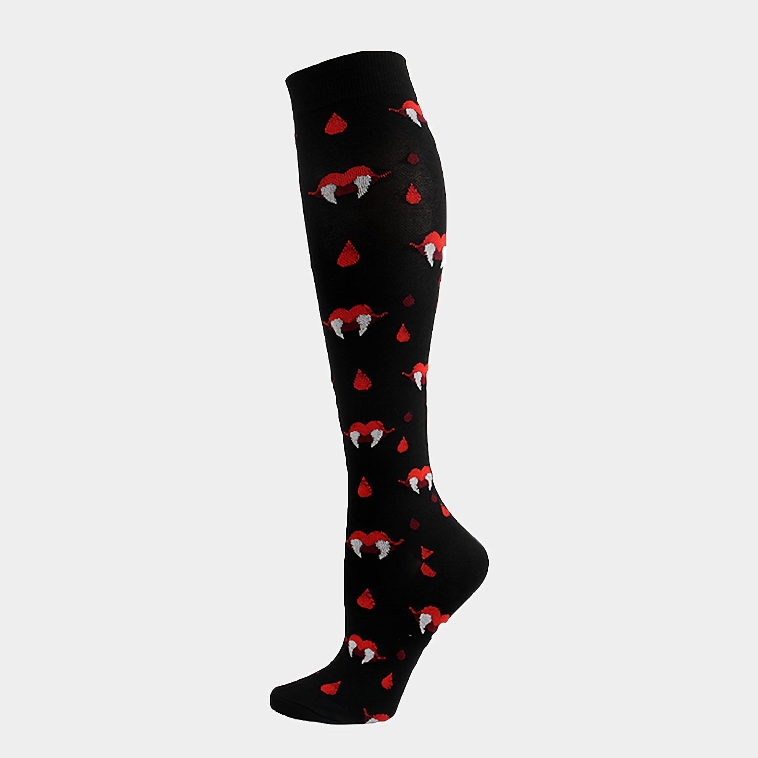 Polka Dot & Lips Print Over The Knee Socks