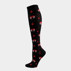 Polka Dot & Lips Print Over The Knee Socks