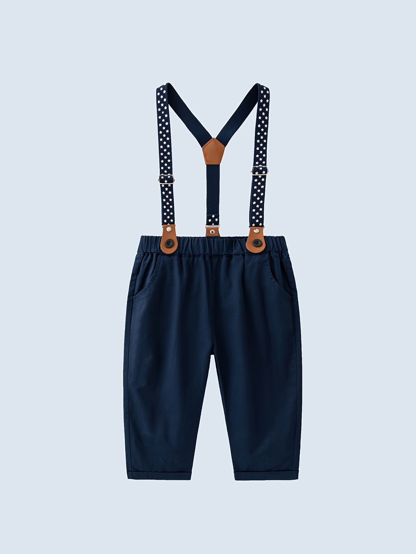 Baby Boys Gentleman Outfits Bowtie Long Sleeve Shirts Matching Suspender Pants