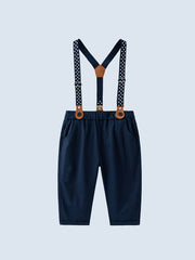 Baby Boys Gentleman Outfits Bowtie Long Sleeve Shirts Matching Suspender Pants