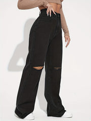High Waist Wide Leg Straight Jeans Women's Denim Pants